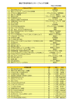 貸出できる作品のリスト（フォンテ文庫）