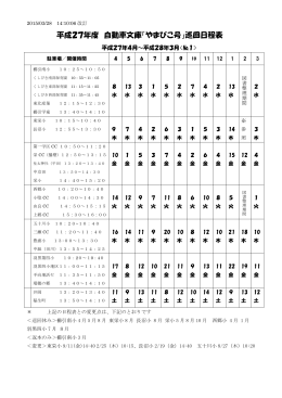 平成27年度 自動車文庫「やまびこ号」巡回日程表