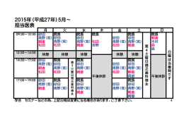 2015年（平成27年）5月～ 担当医表