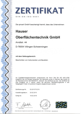 丁誰軌 - Hauser Oberflächentechnik GmbH