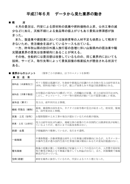 平成27年6月 データから見た業界の動き