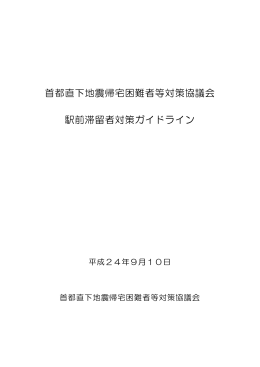 首都直下地震帰宅困難者等対策協議会 駅前滞留者対策ガイドライン