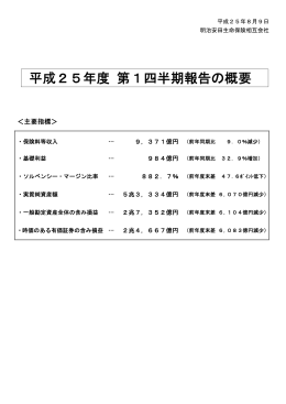 平成25年度 第1四半期報告の概要