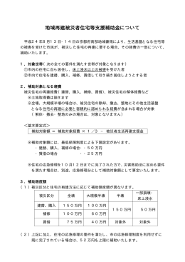 地域再建被災者住宅等支援補助金について（追加情報）