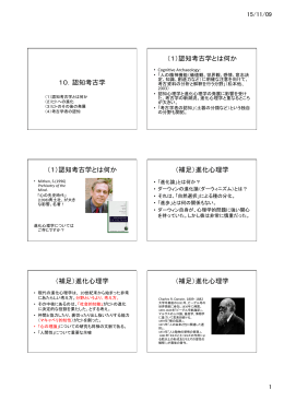 10．認知考古学 （1）認知考古学とは何か （1）認知考古学とは何か