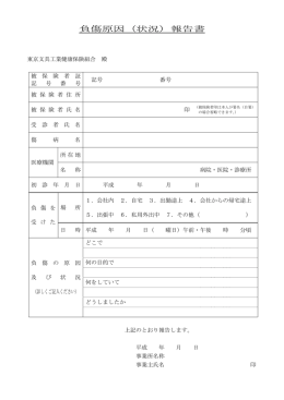 負傷原因（状況）報告書 - 東京文具工業健康保険組合
