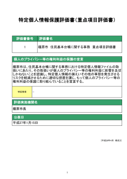 特定個人情報保護評価書（重点項目評価書）