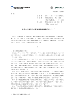 株式会社翔栄との資本業務提携解約について