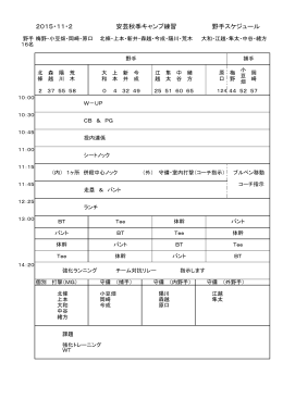 2015・11・2 安芸秋季キャンプ練習 野手スケジュール