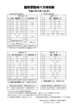 龍勢祭臨時バス時刻表