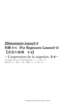 El&eacute;mentaire Le&ccedil;on 5-4 否定表現の組み合わせ