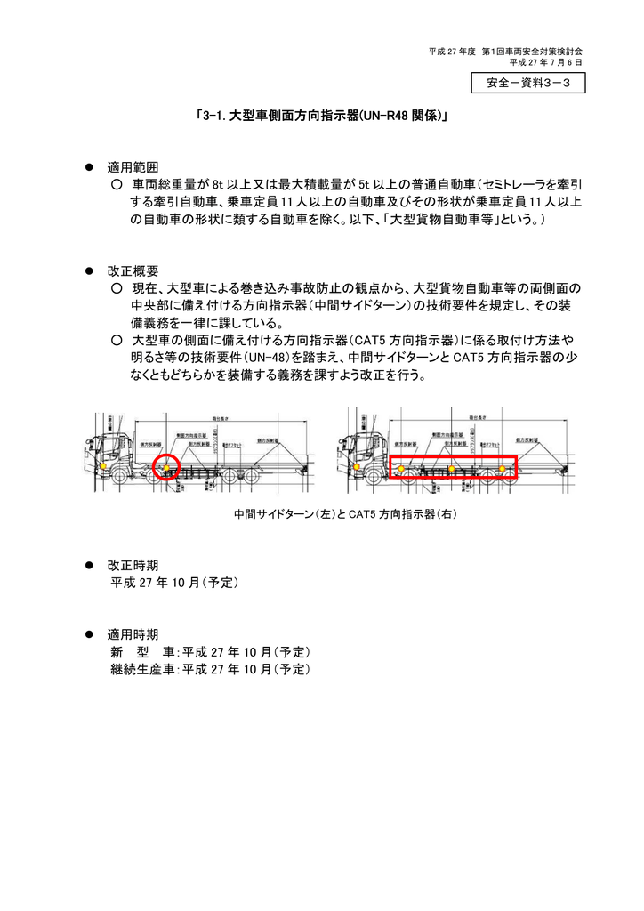 3 1 大型車側面方向指示器 Un R48 関係 適用範囲 車両総重量が
