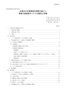 企業及び企業環境の理解を通じた 重要な虚偽表示リスクの識別と評価