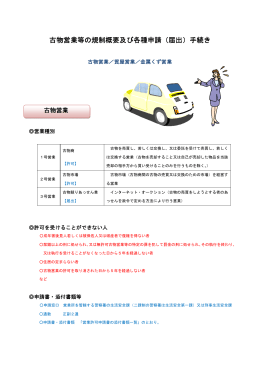 古物営業等の規制概要及び各種申請（届出）手続き