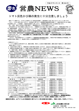 トマト灰色かび病の発生に十分注意しましょう