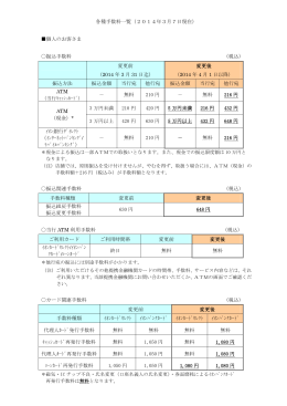 各種手数料一覧（2014年3月7日現在） 個人のお客さま