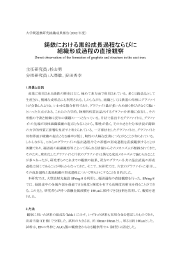 鋳鉄における黒鉛成長過程ならびに 組織形成過程の