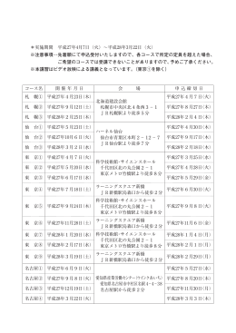 ＊実施期間 平成27年4月7日（火）〜平成28年3月22日（火） ※注意事項