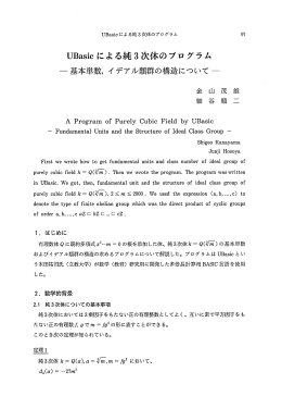 UBasicによる純3吹体のプログラム ー基本単数, イデアル類群の構造