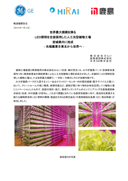 世界最大規模を誇る LED照明を全面採用した人工光