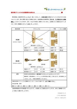 室内用ドアハンドルの仕様変更につきまして