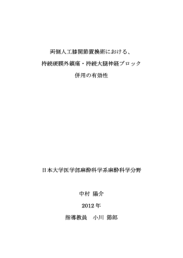 両側人工膝関節置換術における、 持続硬膜外鎮痛