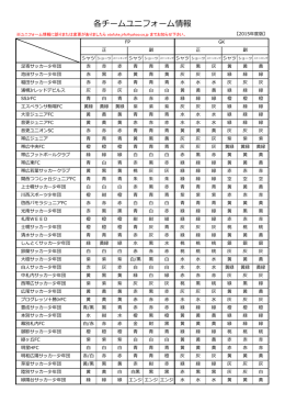 各チームユニフォーム情報（U-12）