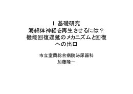 I. 基礎研究 海綿体神経を再生させるには？ 機能回復遅延のメカニズムと