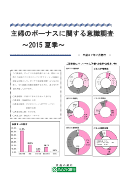 主婦のボーナスに関する意識調査 ～2015 夏季～