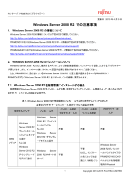 Windows Server 2008 R2での注意事項
