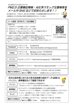 PM2.5 注意喚起情報・光化学スモッグ注意報等を メールや