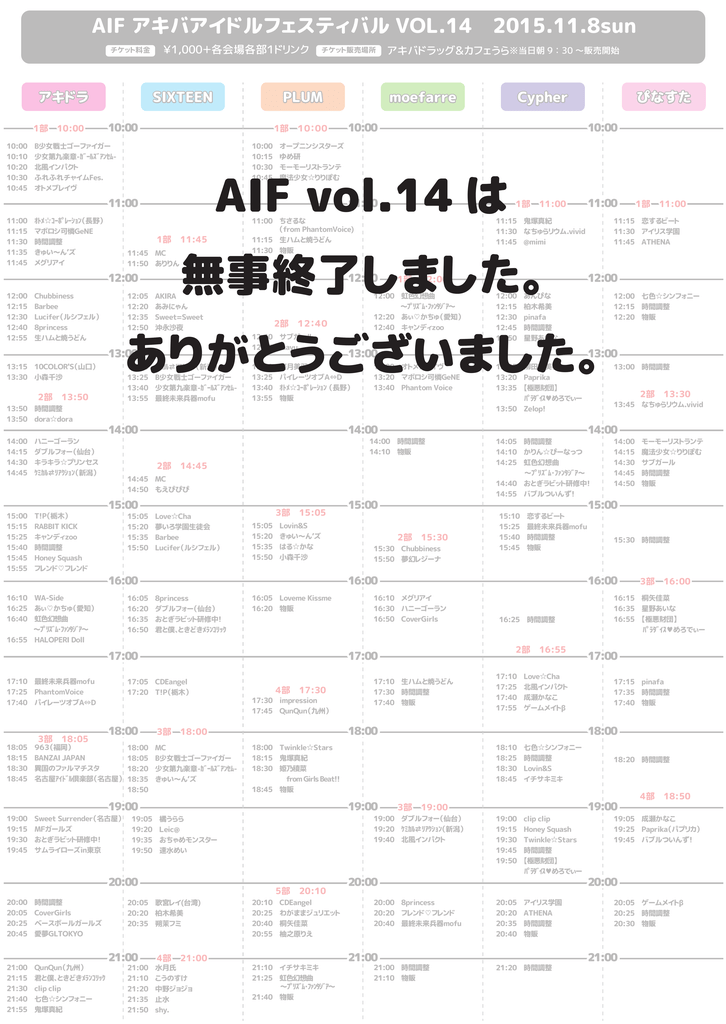 Aif アキバアイドルフェスティバル Vol 14 15 11 8sun