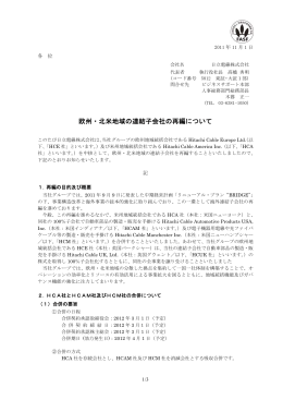 欧州・北米地域の連結子会社の再編について (PDF形式、179KB)