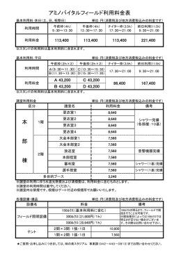アミノバイタルフィールド利用料金表 本 部 棟