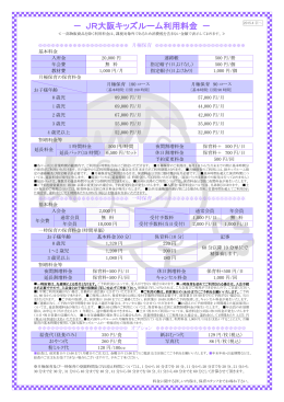 － JR大阪キッズルーム利用料金 －