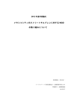 メキシコシティのストリートチルドレンに対する NGO の取り組みについて