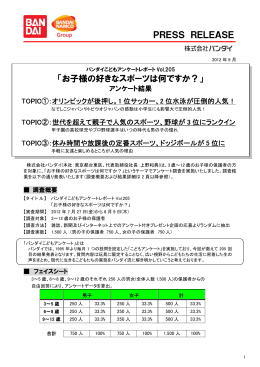「お子様の好きなスポーツは何ですか？」 PRESS RELEASE