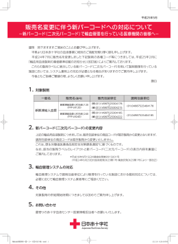 販売名変更に伴う新バーコードへの対応について