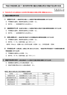 平成25年度決算に基づく県内市町村等の健全化判断比率及び資金不足