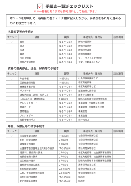 名義変更等の手続き 本ページを印刷して、各項目の左チェック欄に記入し