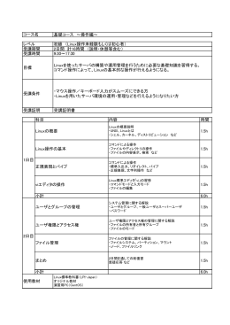 基礎コース ～操作編～ レベル 初級 （Linux操作未経験もしくは初心者