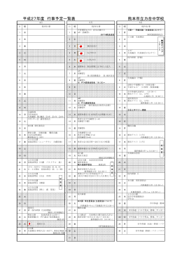 平成27年度 行事予定一覧表 熊本市立力合中学校