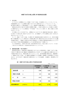 映画「のぼうの城」公開に伴う経済波及効果