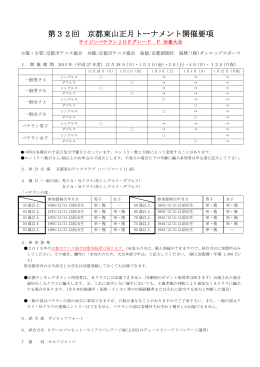 第32回 京都東山正月トーナメント開催要項