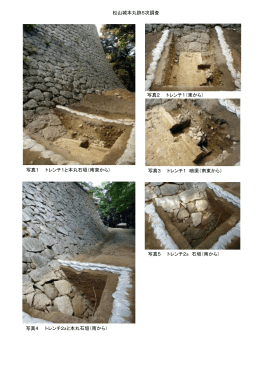 松山城本丸跡5次調査 写真1 トレンチ1と本丸石垣（南東から） 写真3