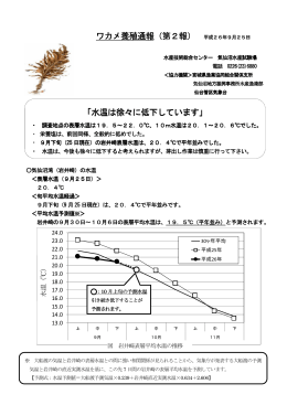 ワカメ養殖通報（第2報） 平成26年9月25日 「水温は徐々に