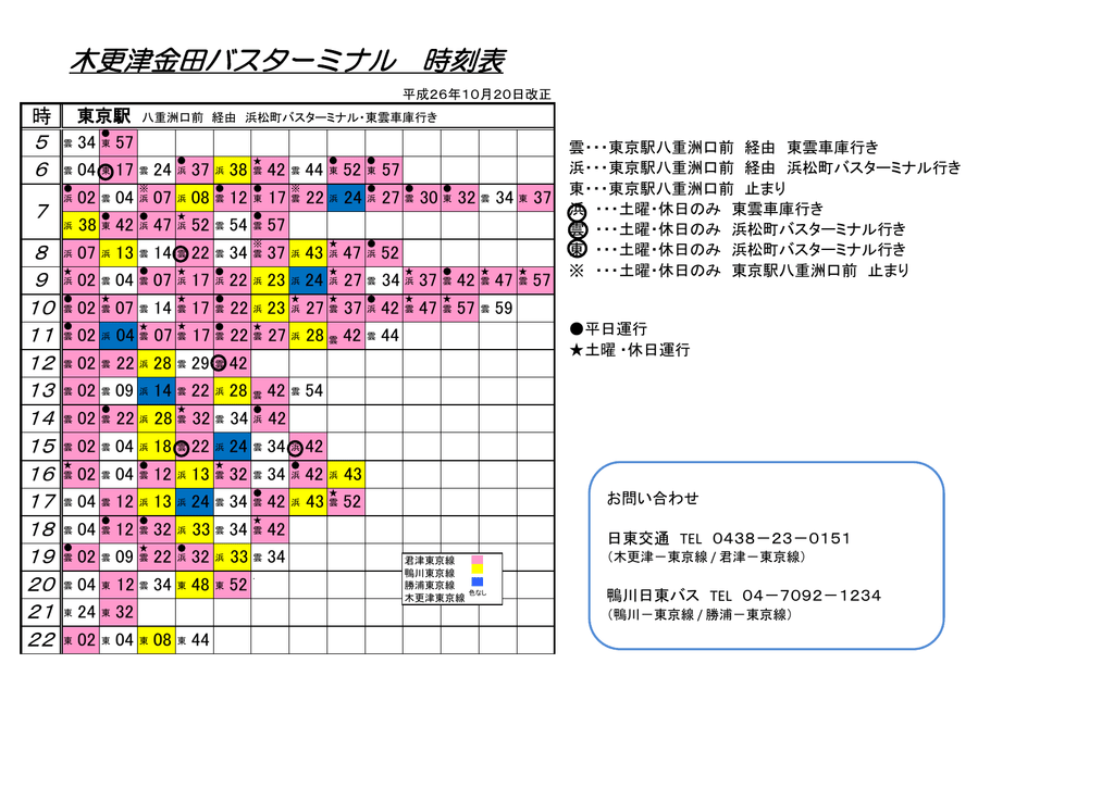 木更津金田バスターミナル 時刻表