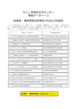 かごしま県民交流センター 情報データベース 指導者・講師情報活用事例
