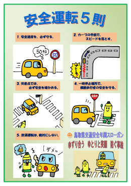 1.安全速度を、必ず守る。 2.カーブの手前で、 スピードを落とす。 3