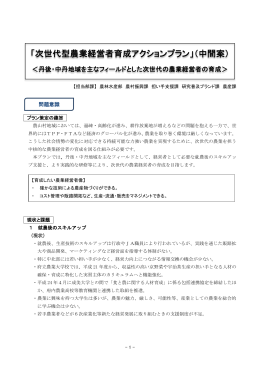 次世代農業経営者育成アクションプラン中間案（PDF：415KB）